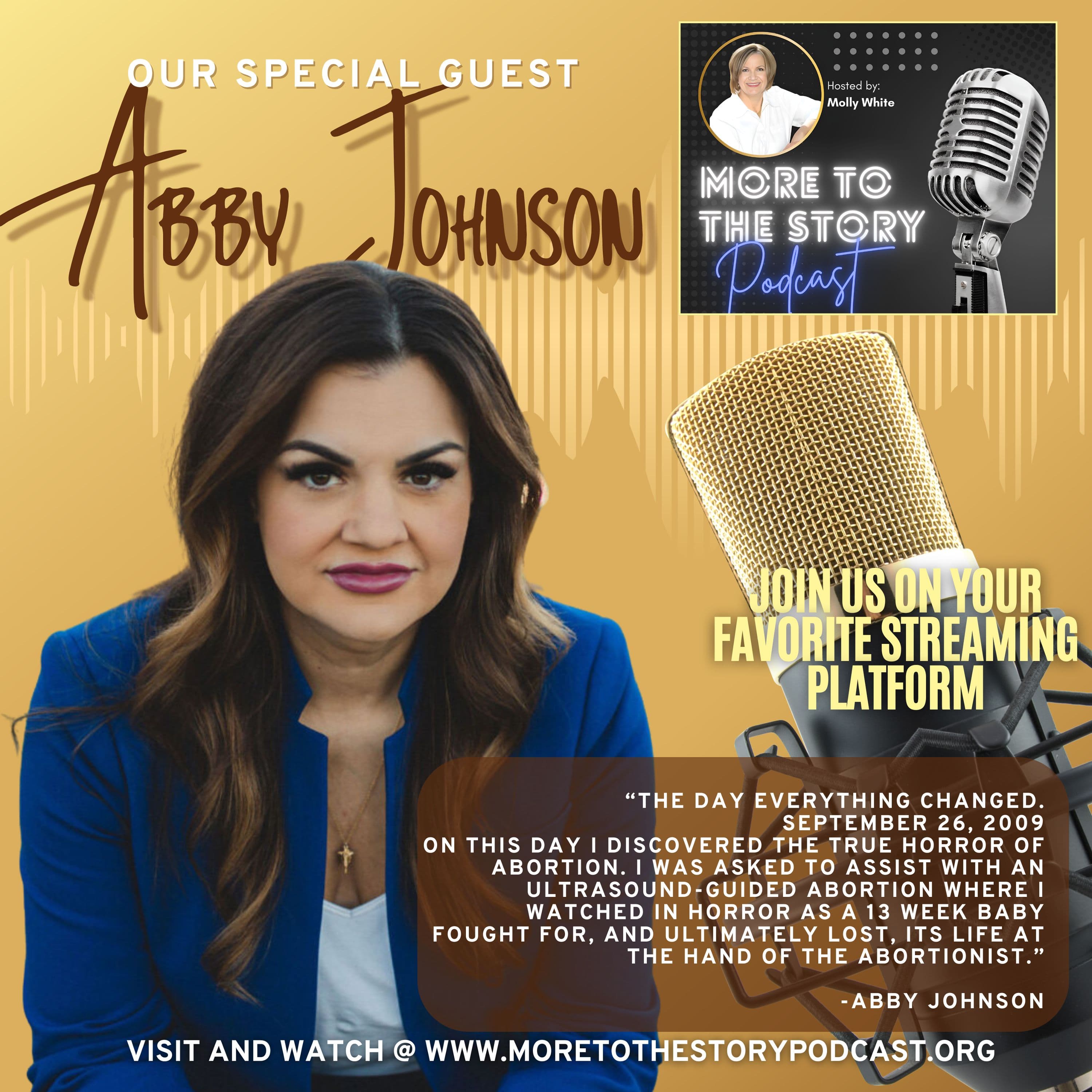 Renown Speaker and Producer Abby Johnson Visits More To The Story 